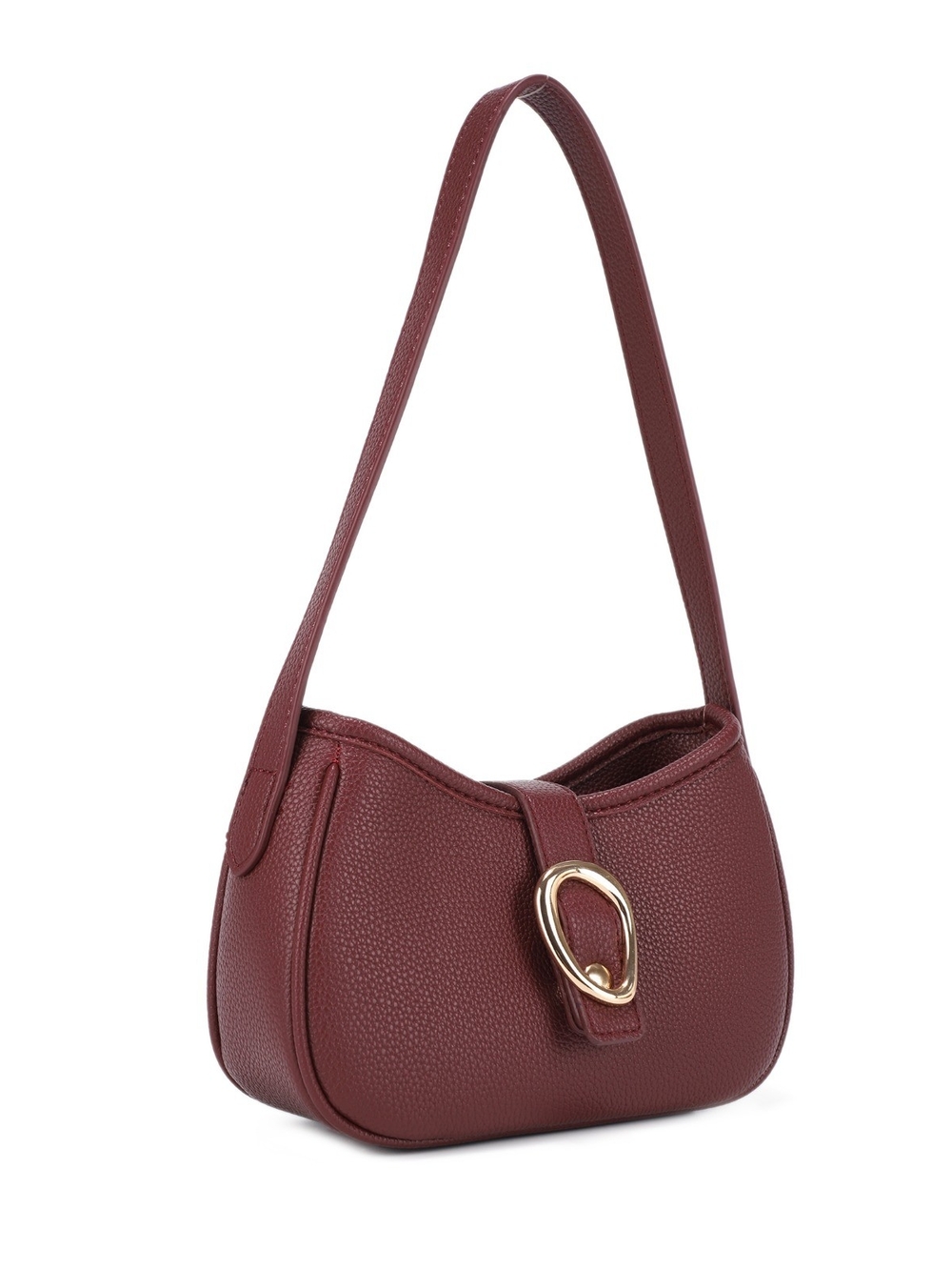 Women's Wine Shoulder Bag with Gold Hardware